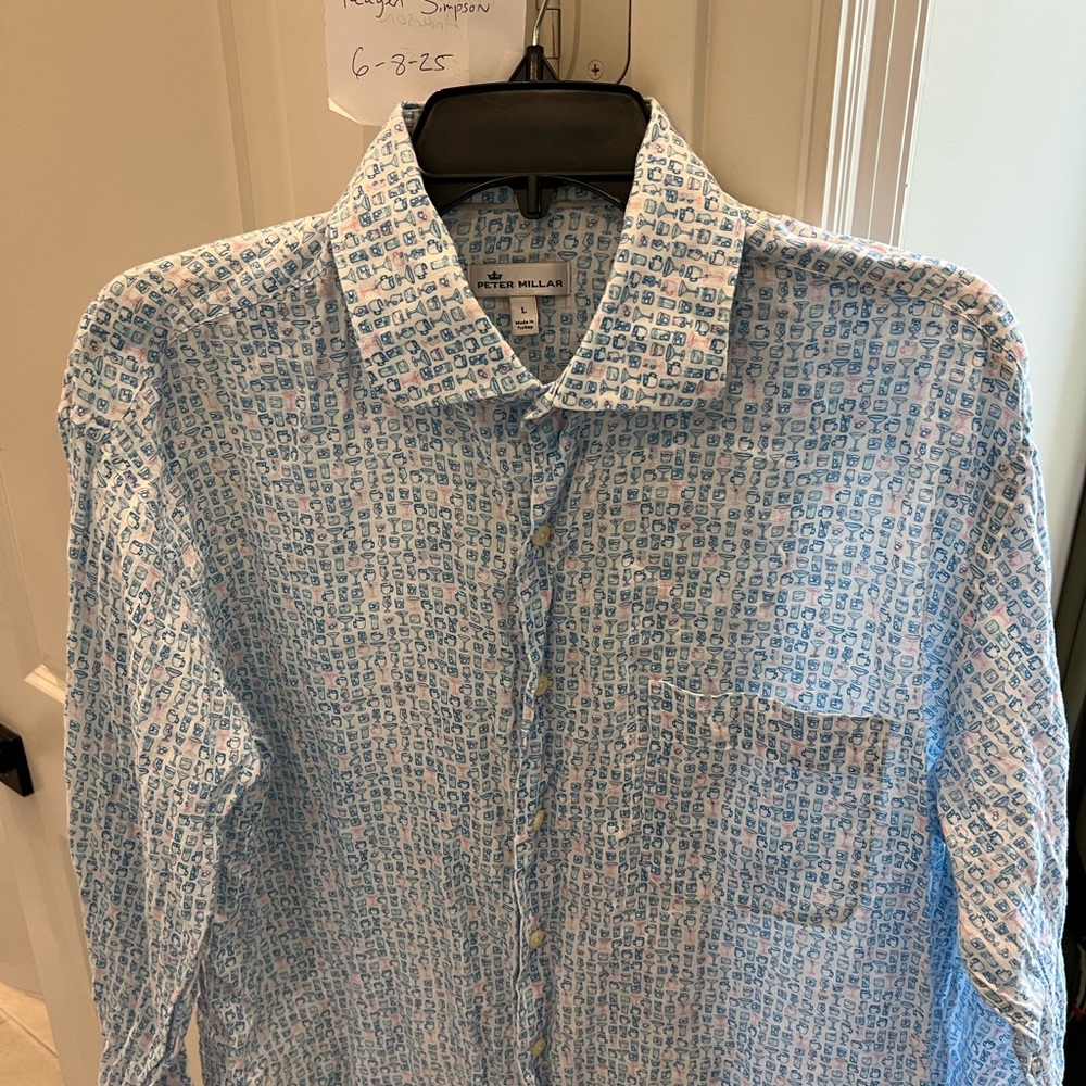 Peter Millar Blue Casual Button Down Shirt